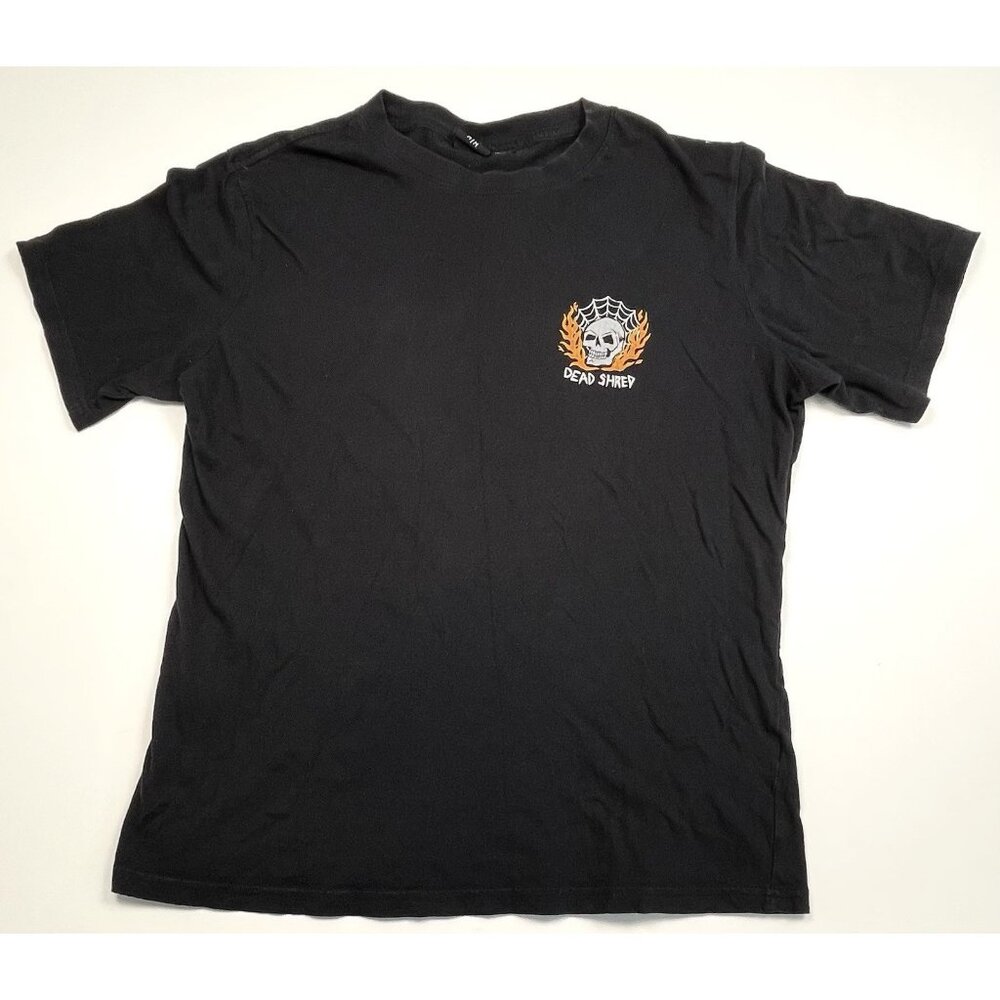 T-BAR x COTTON ON Mens MEDIUM Black DEAD SHRED S/S Graphic T-SHIRT Skull Web EUC